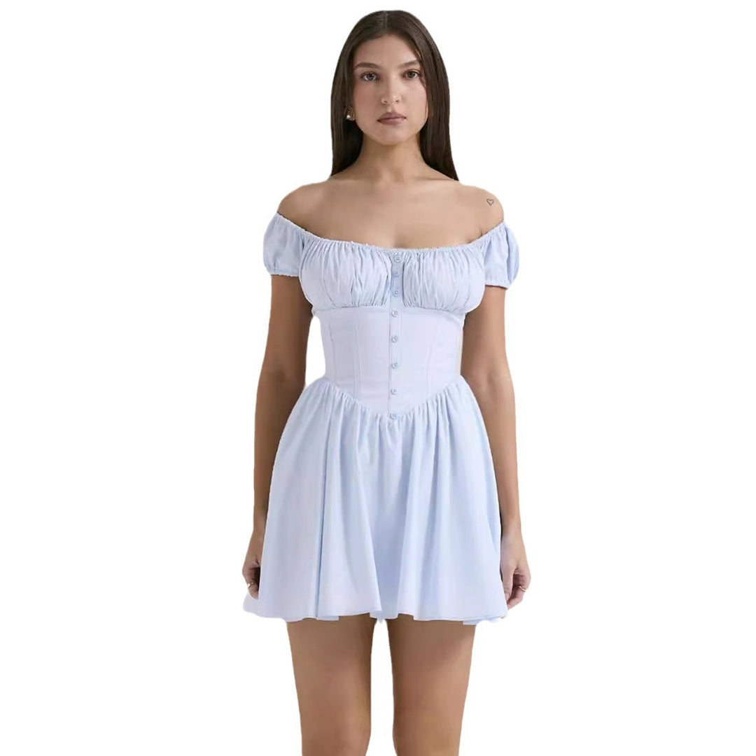 Damen Mini-Kleid mit elegantem Rüschendesign und figurbetontem Oberteil Drune