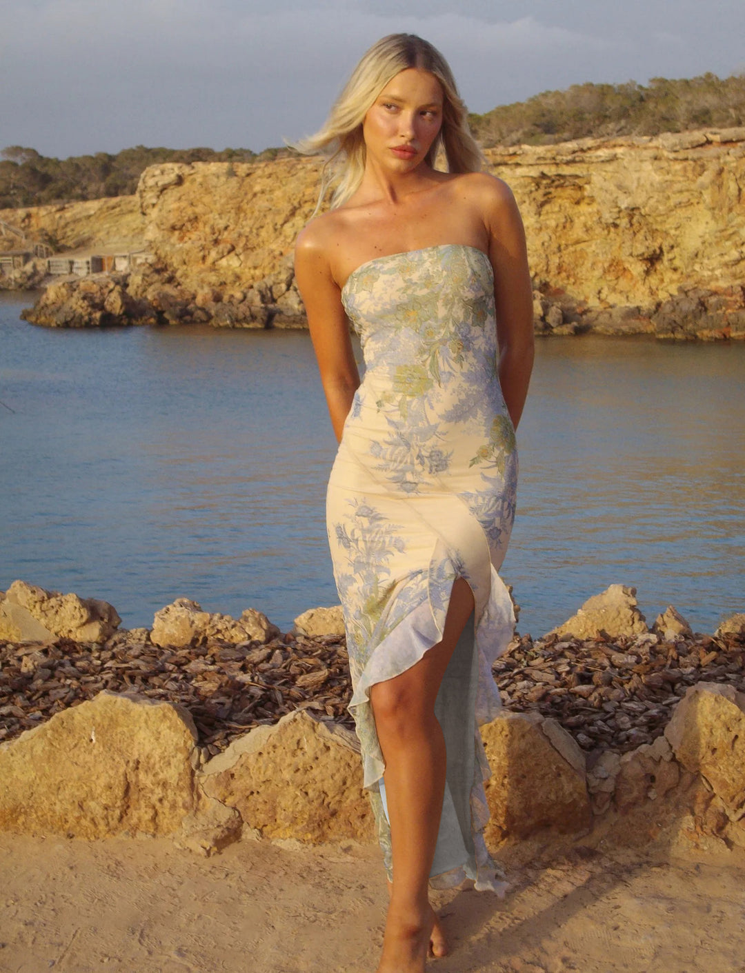 Damen Sommerliches Strandkleid mit elegantem seitlichem Schlitz Drune