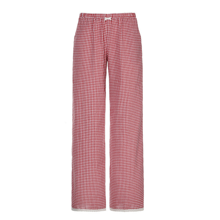 Damen lässige und bequeme Schlafhose mit hohe Taille und Kordelzug Drune