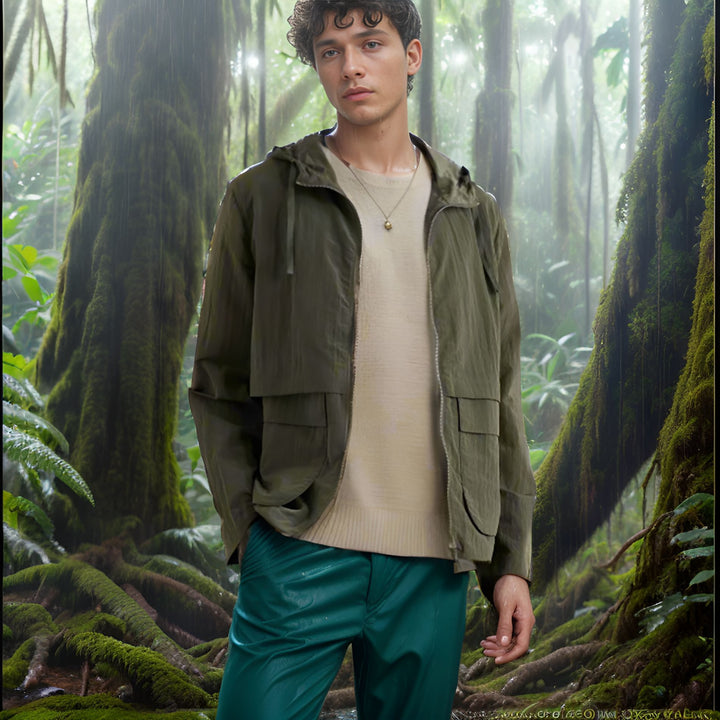 Herren leichte Jacke im lässigen Stil mit großzügigen Taschen Drune