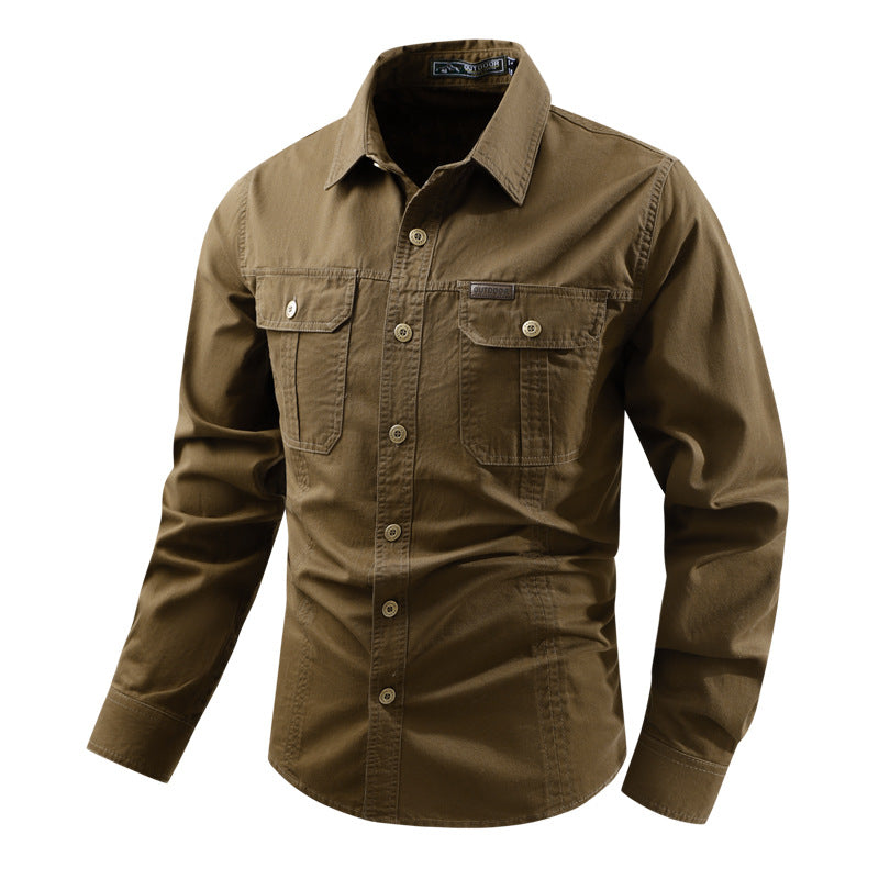 Herren nan Hemdjacke aus robustem Baumwoll-Twill mit verstärkten Brusttaschen Drune