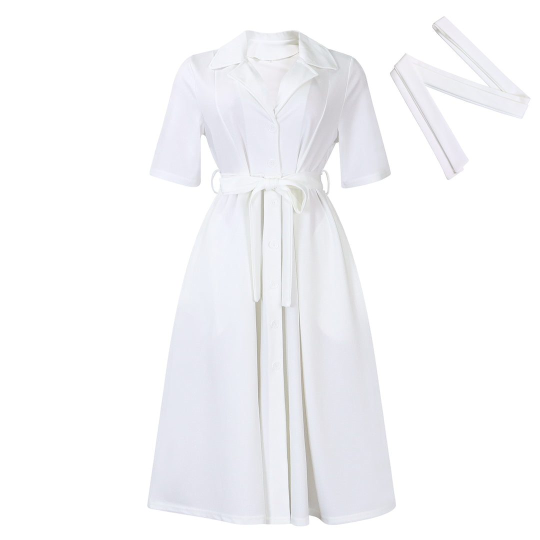 Damen Midikleid mit eleganter Knopfleiste und tailliertem Design Drune