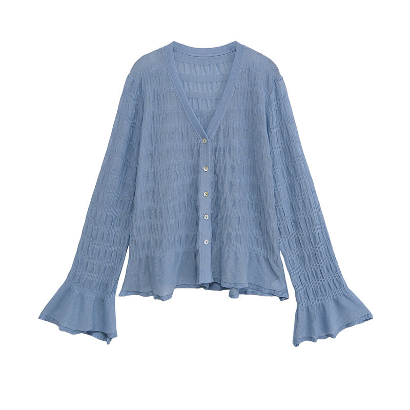 Damen Strickjacke mit weiten Ärmeln und Knopfdetails Drune