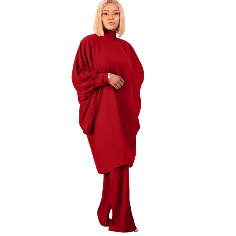 Damen modisches Oversized-Set mit hohem Kragen und weiten Ärmeln Drune