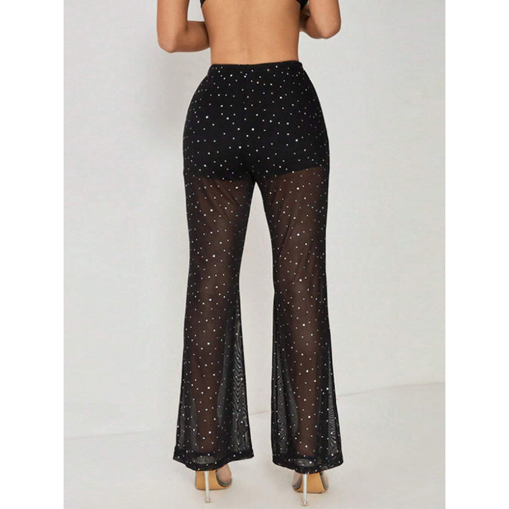 Damen Elegante transparente Palazzo-Hose mit funkelnden Akzenten Drune