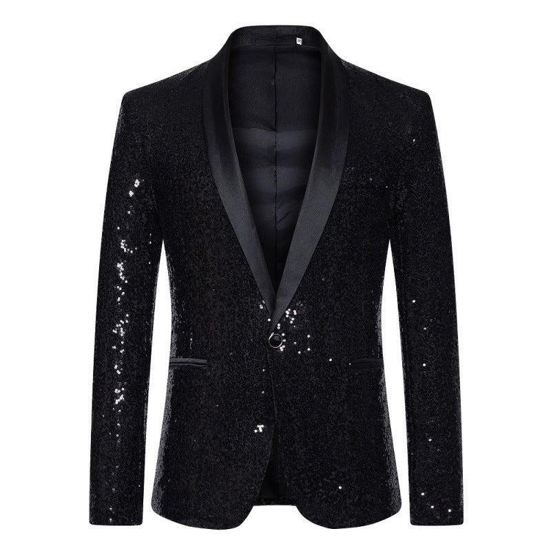 Drune Herren Pailletten-Blazer mit Schalkragen