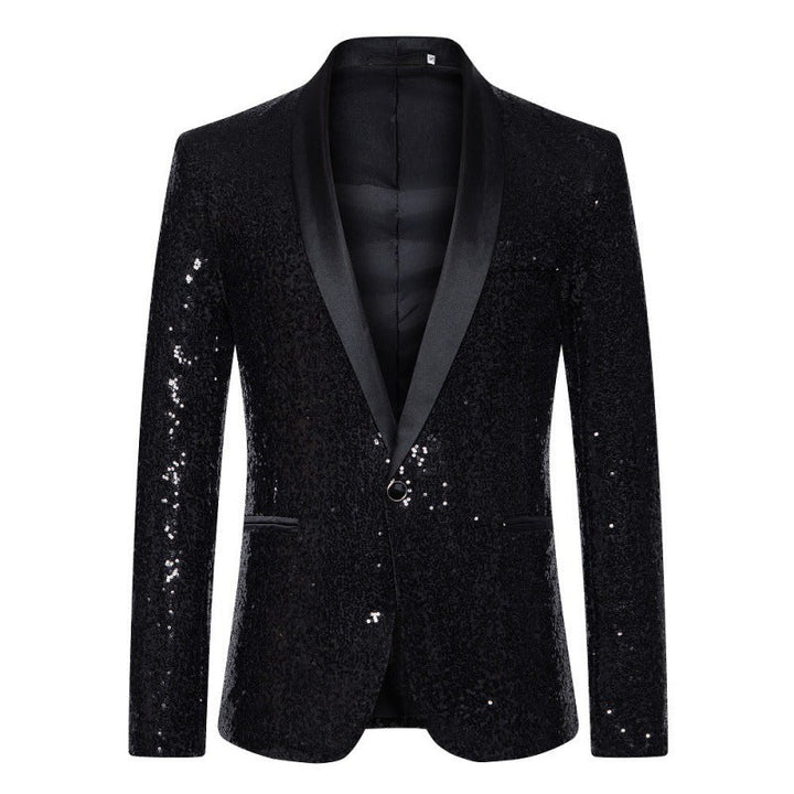 Drune Herren Pailletten-Blazer mit Schalkragen
