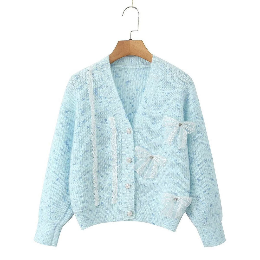 Damen Kuschelige Strickjacke mit zarten Schleifendetails Drune