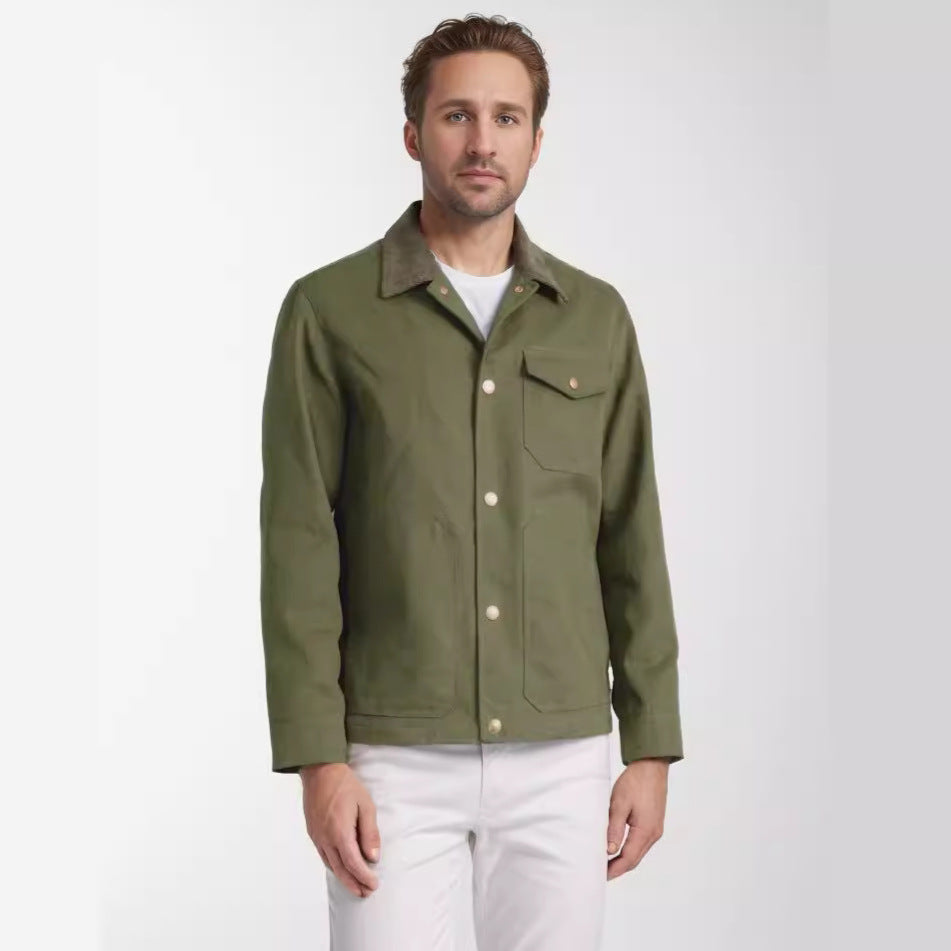 Herren modische Arbeitsjacke mit praktischem Kragen Drune