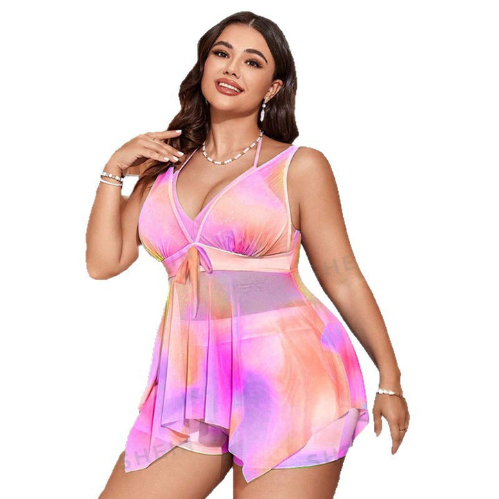 Damen Bikiniset mit fließendem Überwurf und verstellbaren Trägern Drune