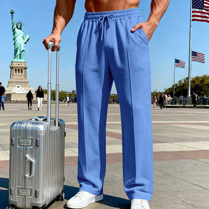 Herren nan weite Relax-Jogginghose mit Bügelfalte, elastischem Tunnelzugbund und seitlichen Eingrifftaschen Drune