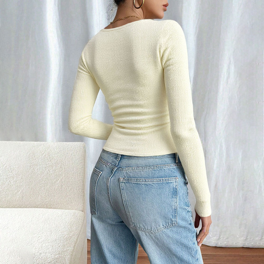 Damen Langarm-Cardigan mit lässigem Schnitt und dekorativen Knöpfen Drune