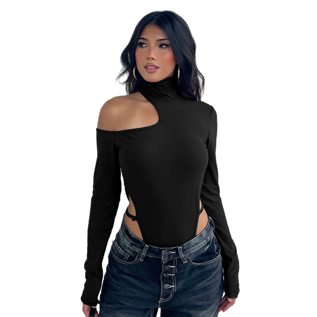Damen Body mit asymmetrischem Schnitt und hohen Rüschen Drune