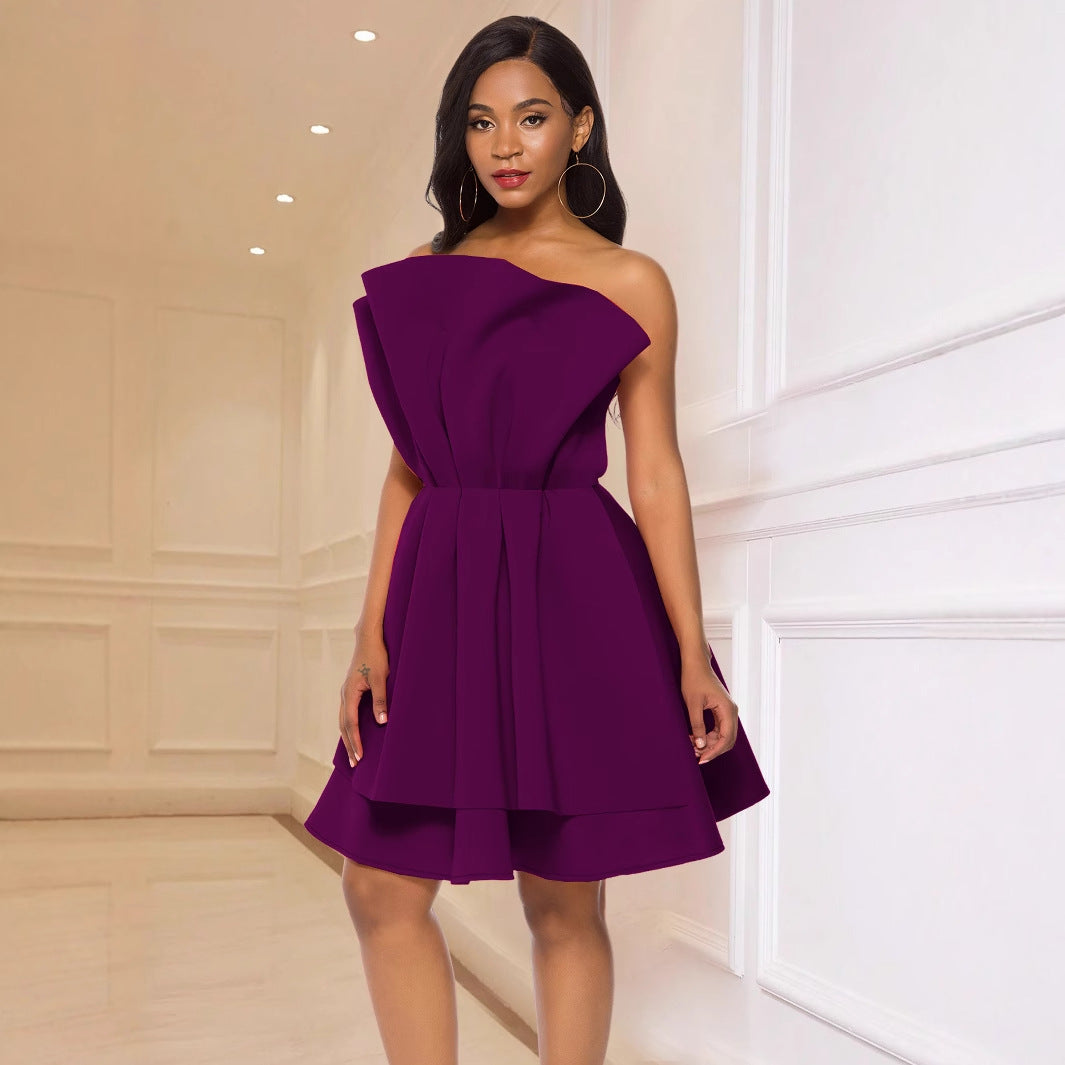 Damen Glamouröses Cocktailkleid mit voluminösen Rüschen Drune
