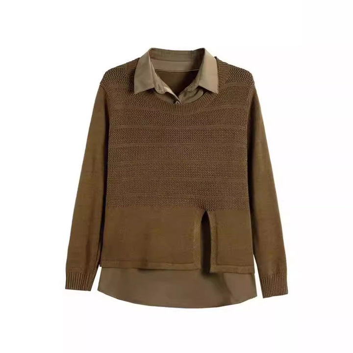 Damen Modischer Layered Pullover mit Struktur Drune