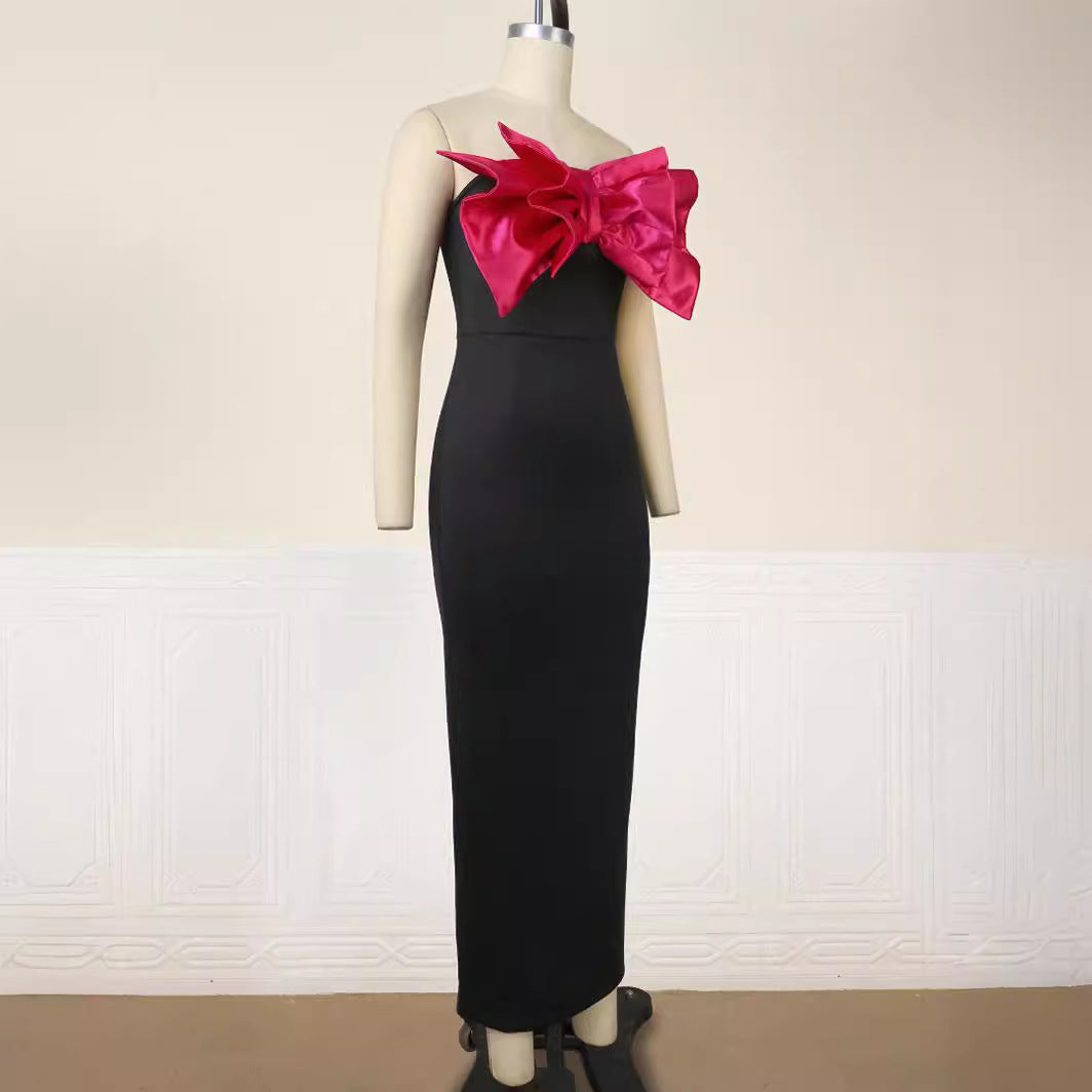 Damen Elegantes Maxikleid mit übergroßem Schleifen-Design Drune