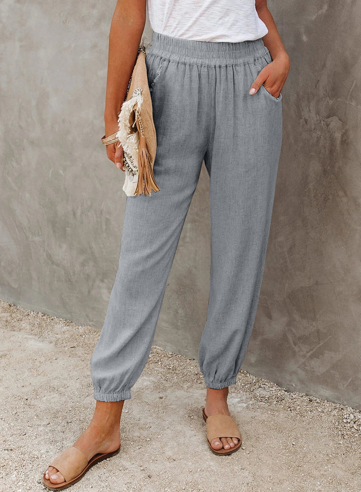 Damen lässige Freizeithose mit elastischem Bund und seitlichen Taschen Drune