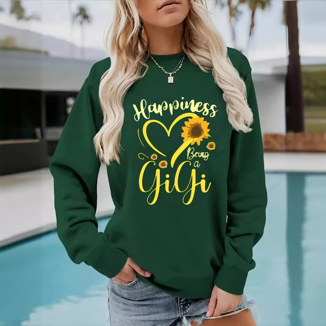 Damen Sweatshirt mit voluminösen Ärmeln und fröhlichem Motiv Drune