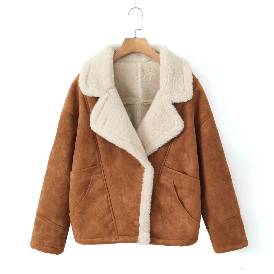 Damen Oversized-Winterjacke mit Plüsch Drune