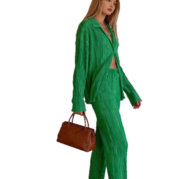 Damen lässiges Zweiteiliges Set mit plissierten Details und weitem Schnitt Drune