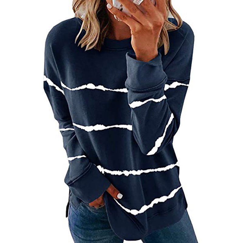 Damen Freizeit Sweatshirt mit modernen Streifen Drune