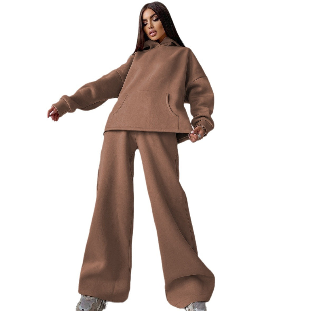 Damen nan weiches Oversize Hoodie mit weitem Schlag Jogginghose Set Drune