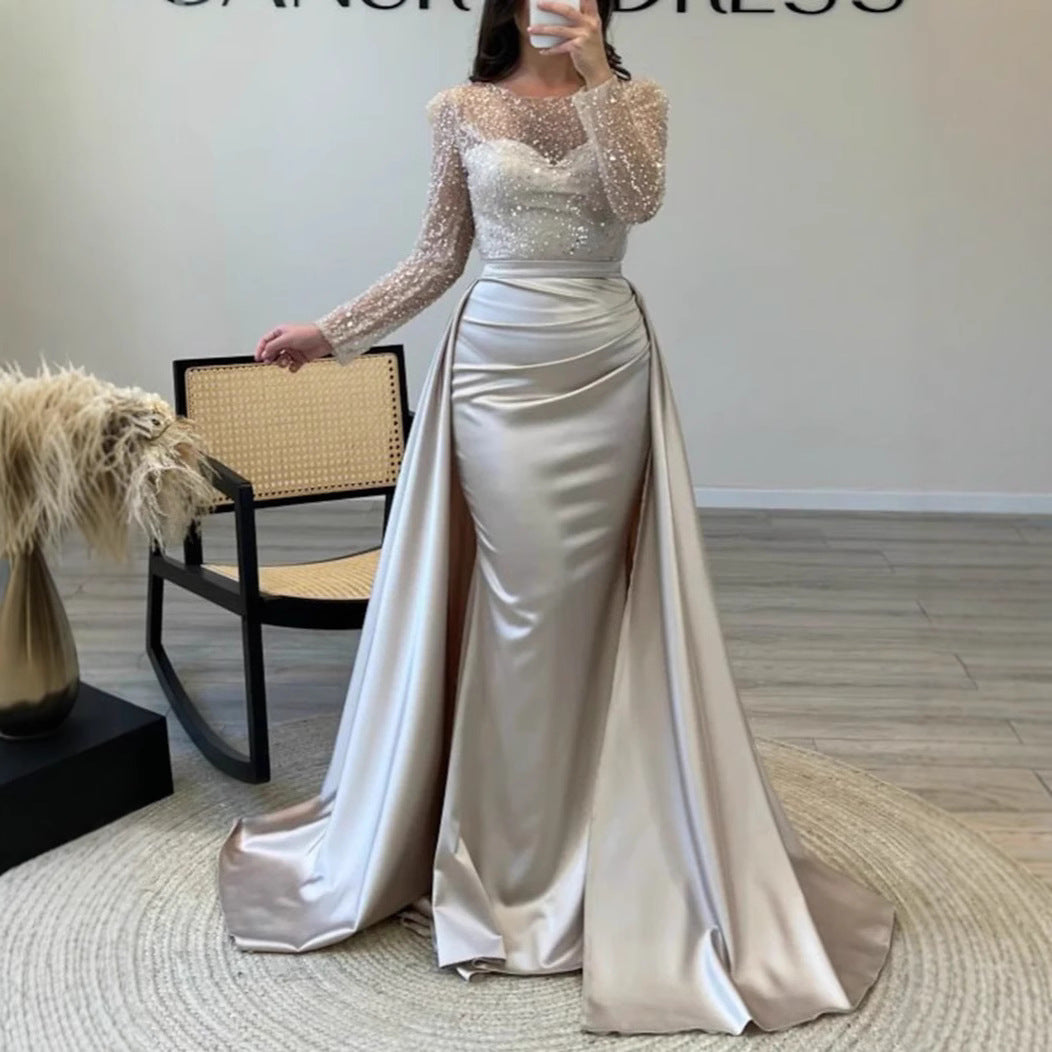 Damen Elegantes Abendkleid mit glitzerndem Oberteil und fließendem Rock Drune