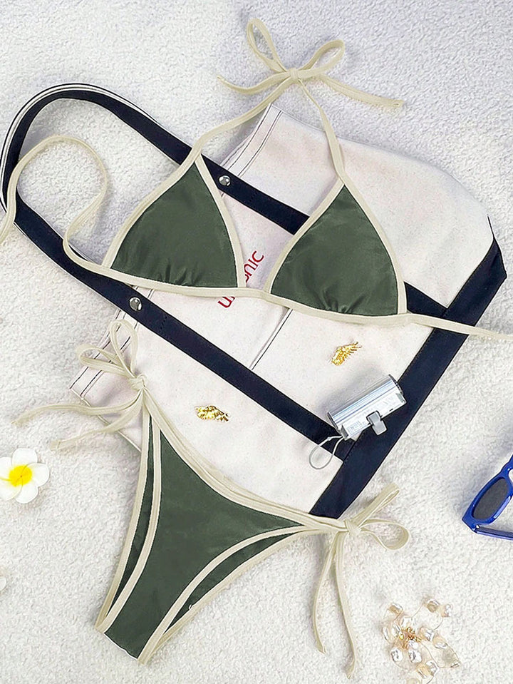 Damen Triangel-Bikini mit verspielten Schleifendetails Drune