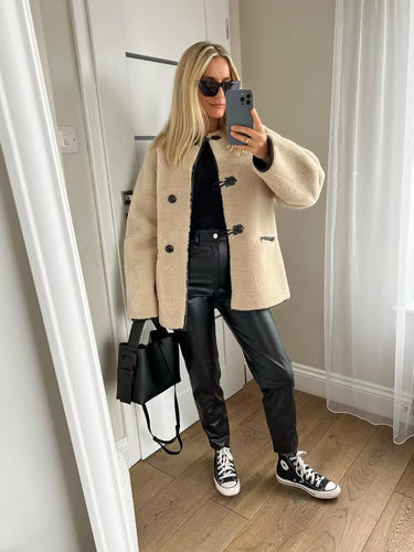 Damen Fleecejacke mit modernen Knopfdetails und seitlichen Eingrifftaschen Drune