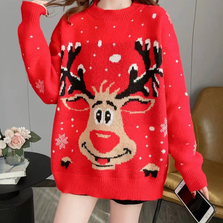 Damen Weihnachts-Pullover mit einzigartigem Rentier-Motiv Drune