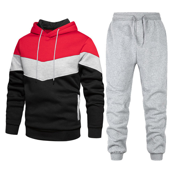 Herren nan athleisure-Set mit Chevron-Kapuze, fleecegefüttertem Pullover und schmal zulaufender Jogginghose Drune