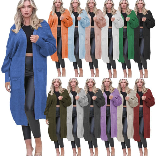 Damen Grobstrick-Cardigan mit offenen Taschen und lässigem Design Drune