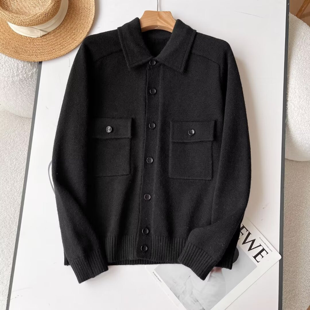 Damen zeitlose Strickjacke mit praktischen Brusttaschen Drune