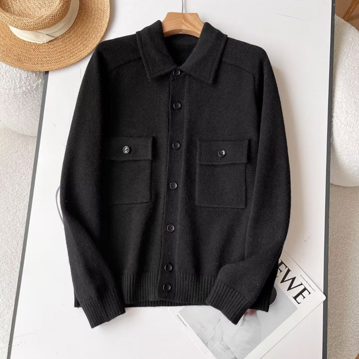 Damen zeitlose Strickjacke mit praktischen Brusttaschen Drune