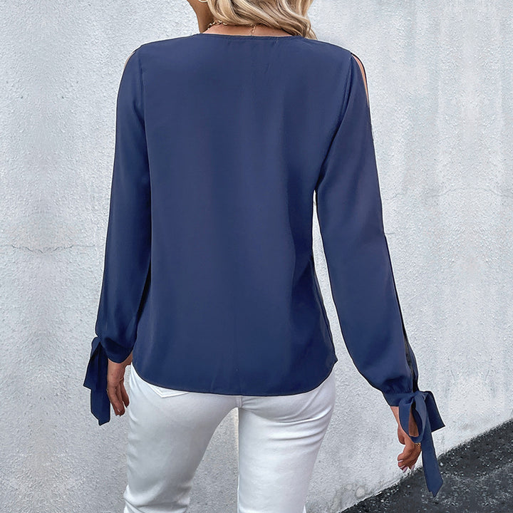 Damen elegante Tunika mit raffinierten Cut-Out-Ärmeln und feinen Spitzendetails Drune