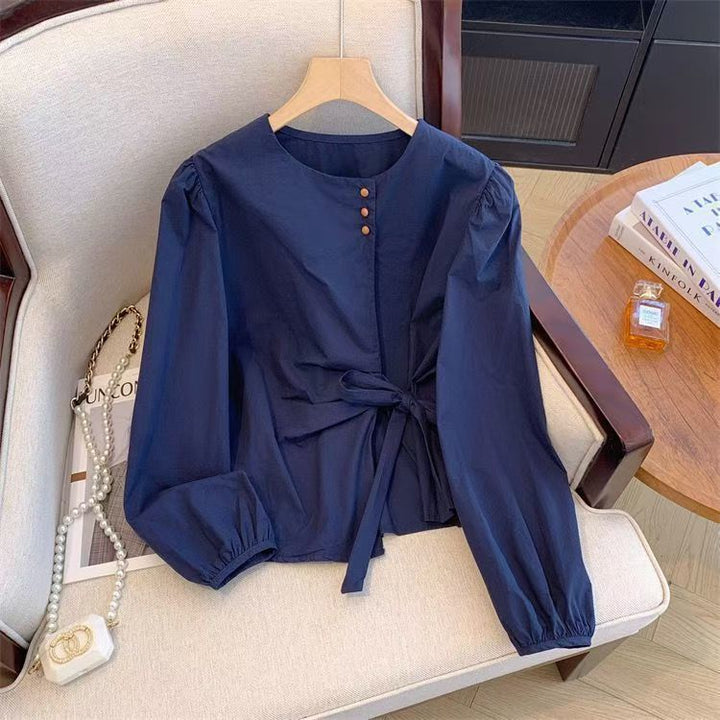 Damen Bluse mit eleganter Schleifenbindung Drune