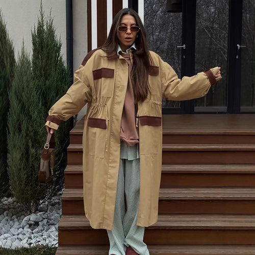 Damen Longline Utility-Jacke mit praktischen Taschen und verstellbarem Taillenzug Drune