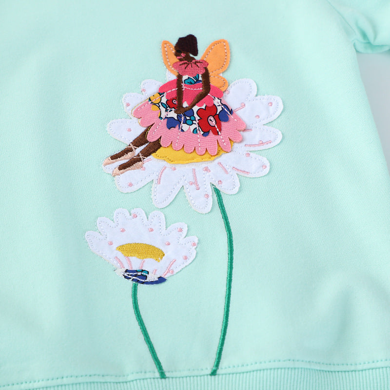Mädchen Sweatshirt mit buntem Blumen- und Feenmotiv Drune