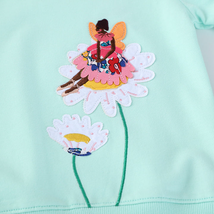 Mädchen Sweatshirt mit buntem Blumen- und Feenmotiv Drune