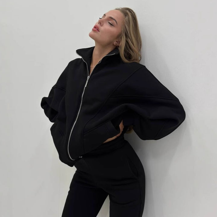 Damen lässiges Fleece-Kapuzen-Outfit Drune