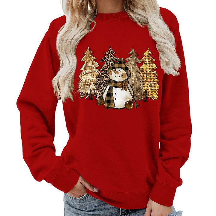 Damen Sweatshirt mit kreativem Schneemann-Design und weichem Innenfutter Drune