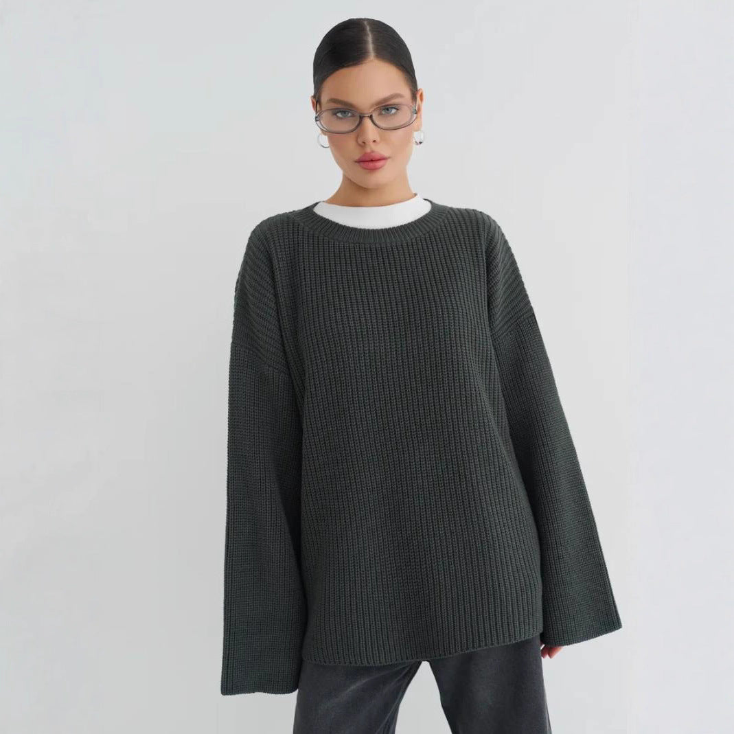 Damen Oversized Strickpullover mit modernen Schnittlinien Drune