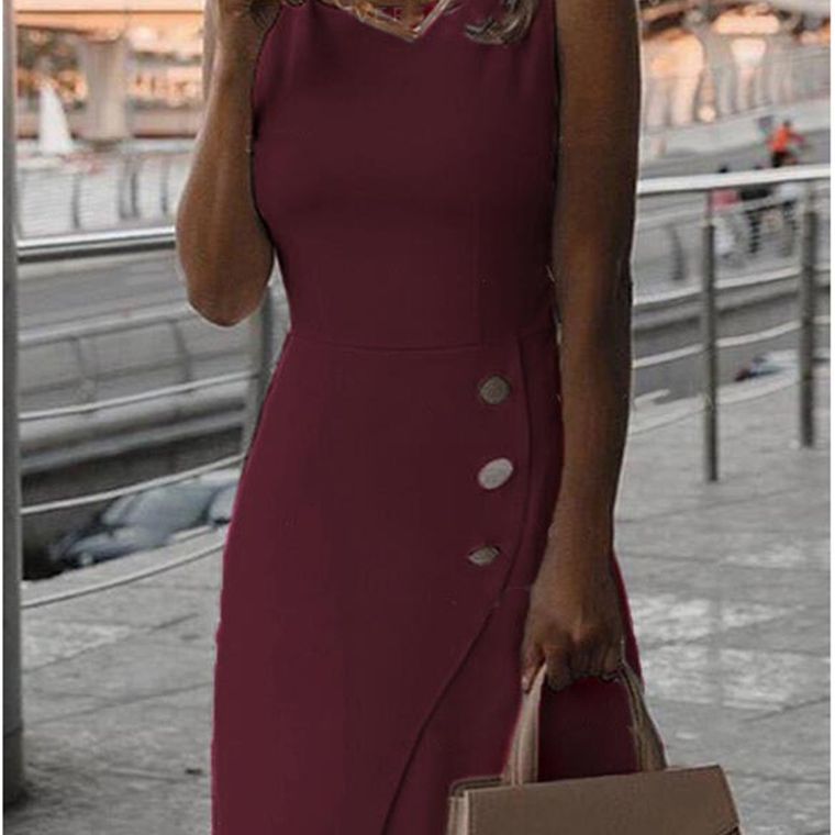 Damen Elegantes Etui-Kleid mit Knopfdetail Drune