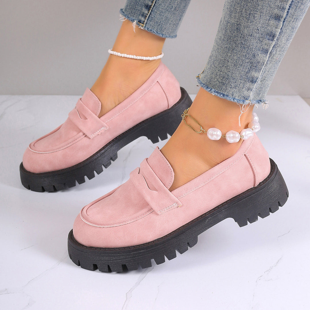 Damen nan Plateau-Loafer mit Profilsohle und Velourslederoptik Drune