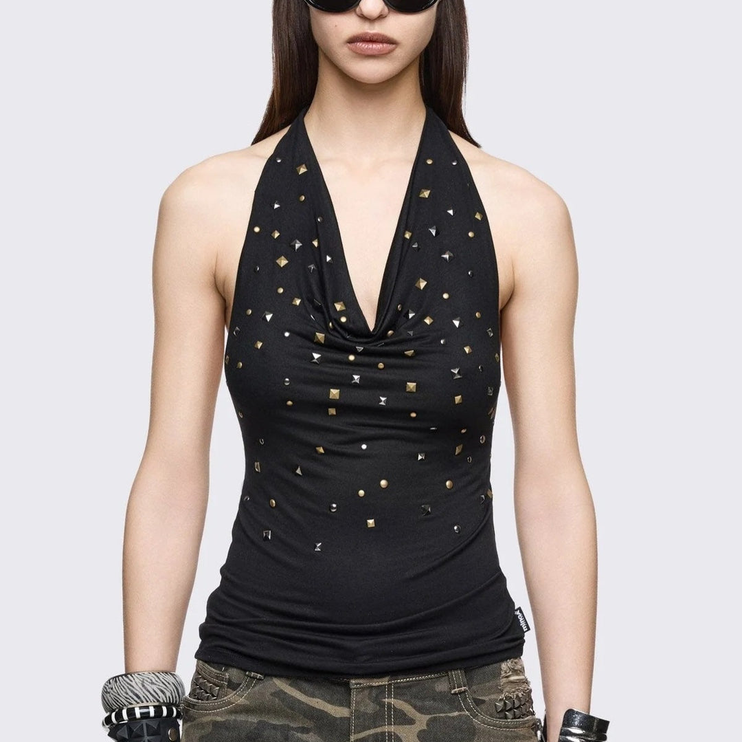 Damen Glamouröses Haltertop mit funkelnden Pailletten Drune