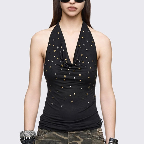 Damen Glamouröses Haltertop mit funkelnden Pailletten Drune