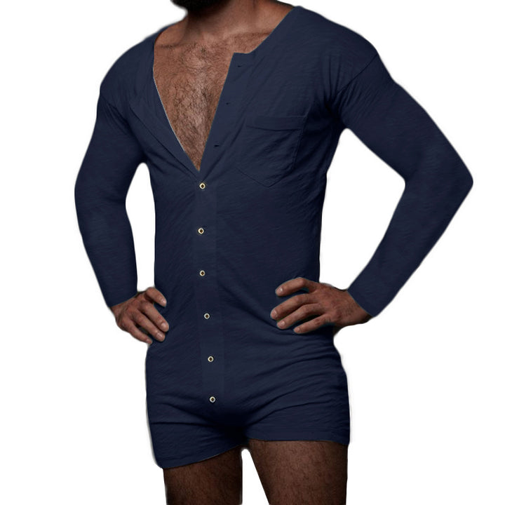 Herren Overall mit langem Arm und modernen Knopfdetails Drune