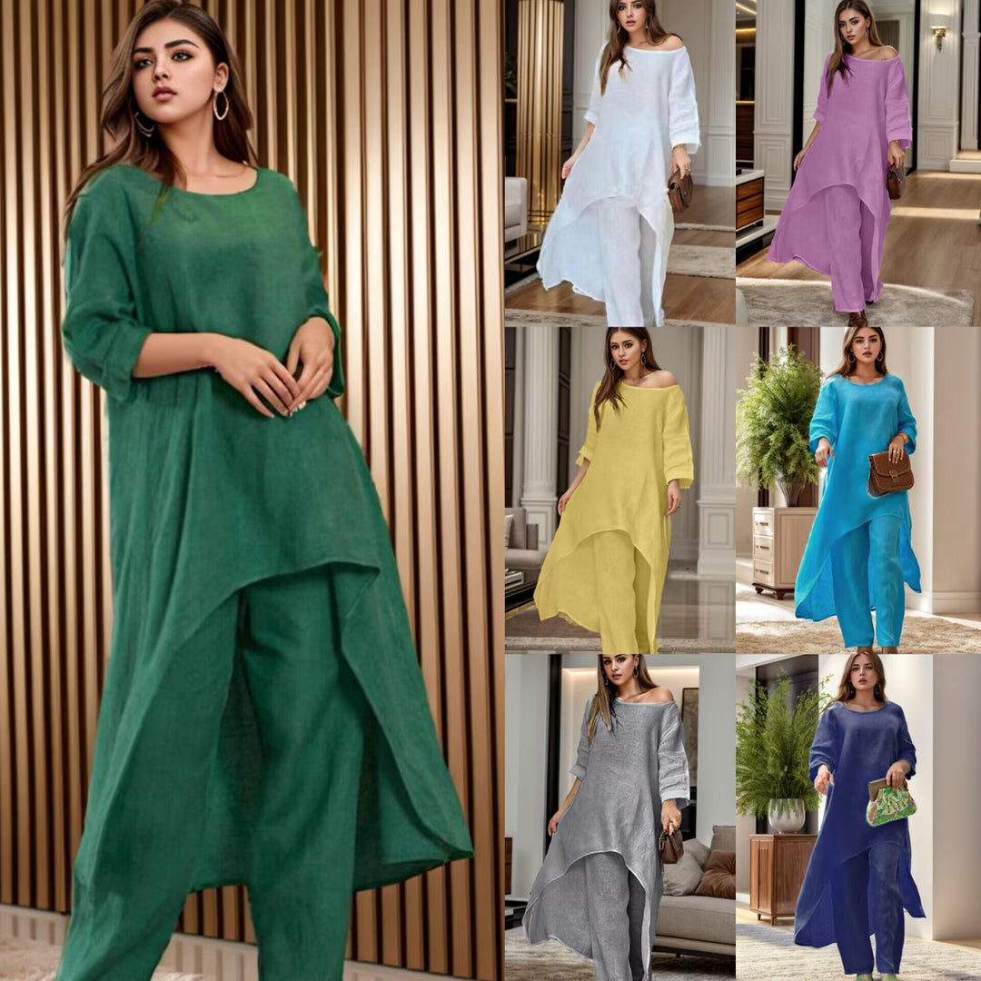 Damen Elegante Leinenbluse mit asymmetrischem Schnitt und lässigem Design Drune