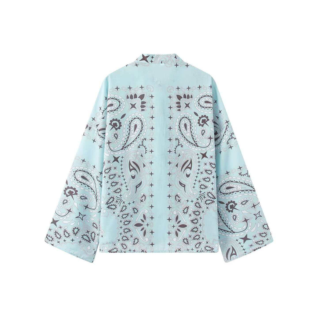 Damen nan weit geschnittene Palazzo-Hose mit Paisley-Print und elastischem Bund Drune