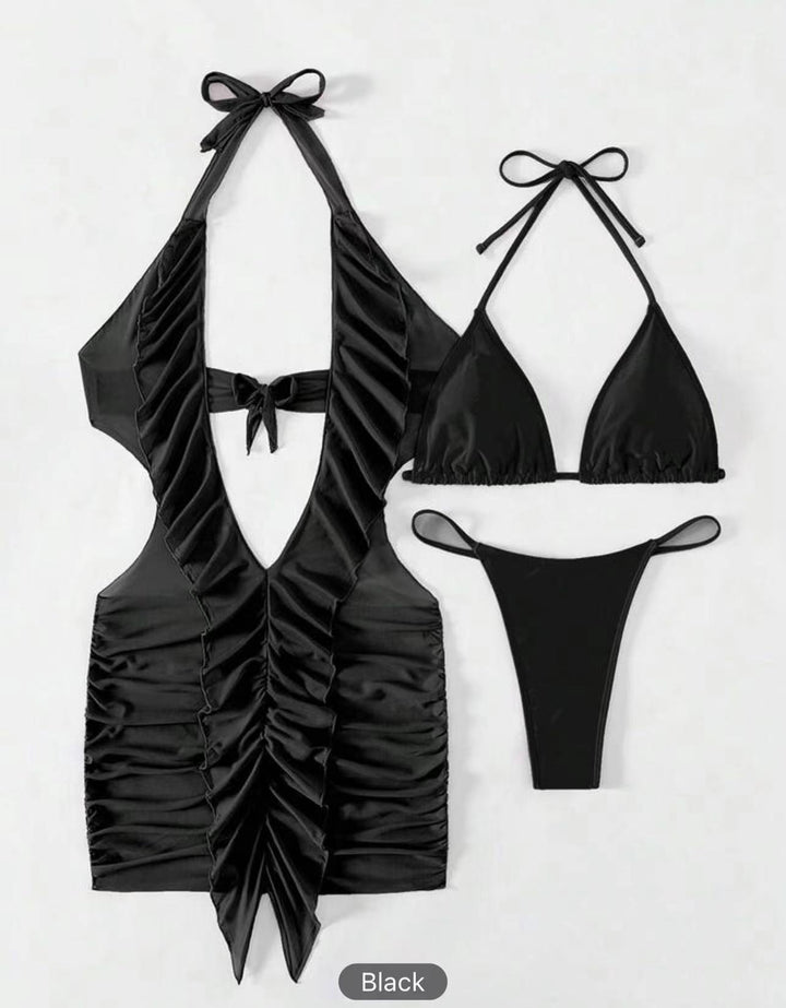 Damen Bikini-Set mit raffiniertem Rüschendesign und verstellbaren Trägern Drune